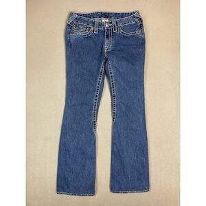 True Religion Jeans Adult 30 Blue Joey Big T‎ Flared Leg Denim Casual Womens
